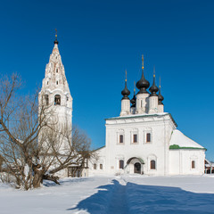 Saint Alexander Monastery. Suzdal. Russia. Golden Ring of Russia Travel. Winter landscape.