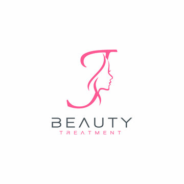 Letter J Beauty Face Logo Design Vector Icon