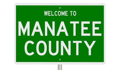 Rendering of a green 3d highway sign for Manatee County