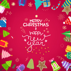 Christmas vector banner with lettering inscription. Design card template