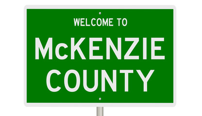 Rendering of a green 3d highway sign for McKenzie County
