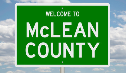 Rendering of a green 3d highway sign for McLean County