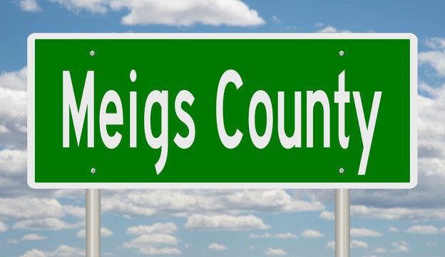 Rendering Of A Green 3d Highway Sign For Meigs County