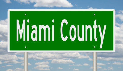 Rendering of a green 3d highway sign for  Miami County