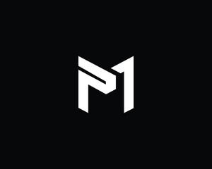 Creative and Minimalist Letter PM MP Logo Design Icon, Editable in Vector Format in Black and White Color	