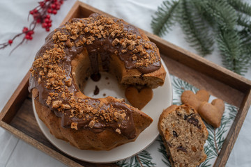 home made traditional Gingerbread Bundt Cake for Christmas