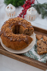 home made traditional Gingerbread Bundt Cake for Christmas