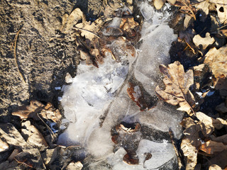 Ice on frozen ground as a background