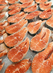 Fillet of red fish in the market