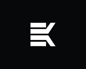 Creative and Minimalist Letter EK Logo Design Icon, Editable in Vector Format in Black and White Color	