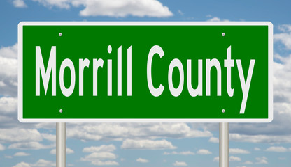 Rendering of a green 3d highway sign for Morrill County