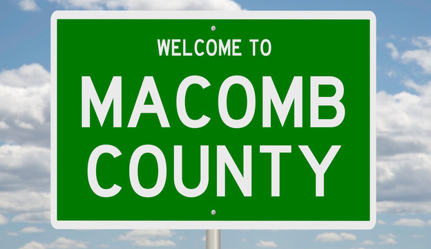 Rendering Of A Green 3d Highway Sign For Macomb County