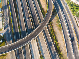Aerial view city trasnsport junction road
