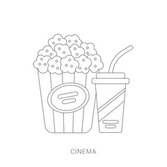 Popcorn and cold drink flat icon