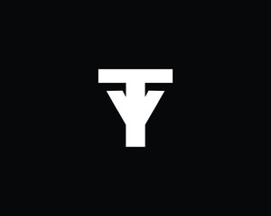 Creative and Minimalist Letter TY YT Logo Design Icon, Editable in Vector Format in Black and White Color	