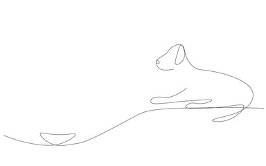 Puppy silhouette line drawing vector illustration