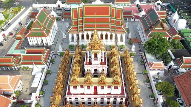Aerial view of Loha Prasat Temple in Bangkok, Thailand