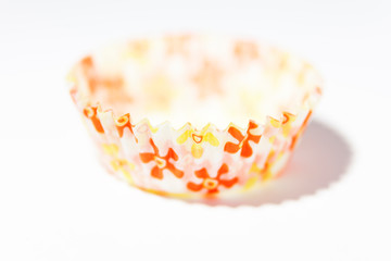 caramel baking mold on white background