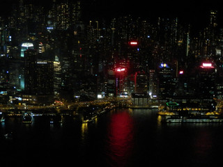 Fototapeta na wymiar Hong Kong Victoria harbor view from skyscraper bar