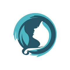 A silhouette of beauty woman face vector logo for spa, diet, sports, health, yoga, beauty company