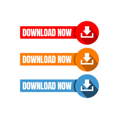 Download Now Button icon Stylist Text Rounded Rectangular Shape with Download Sign Vector Symbol