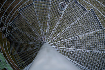 Spiral gray metal stairs