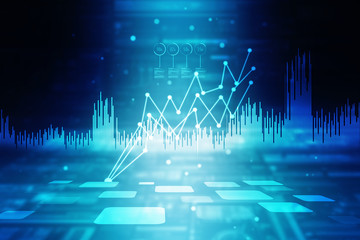 2d rendering Stock market online business concept. business Graph 