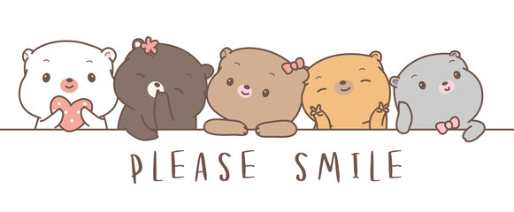 Cute baby bear cartoon hand drawn style,for printing,card, t shirt,banner,product.vector illustration © artdee2554