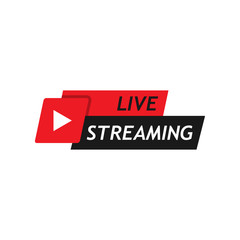 live streaming logo icon vector design a stylist text square rounded element with play button for TV news or online broadcasting