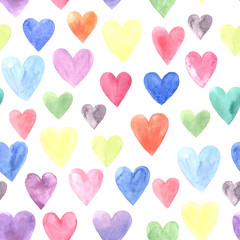 Seamless pattern with bright watercolor heart