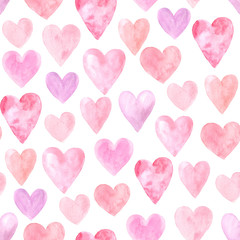 Seamless pattern with bright watercolor heart