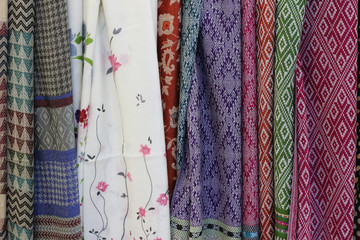 Colorful sarongs on sale in the market
