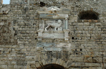 Lion de Venise sur la forteresse de Koulès à Héraklion en Crète