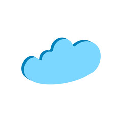 Weather forecast isometric icon of cloud isolated on white background. Weather symbol  in modern style. For web site design and mobile apps. Vector illustration