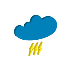 Weather forecast isometric icon of thunderstorm isolated on white background. Weather symbol  in modern style. For web site design and mobile apps. Vector illustration
