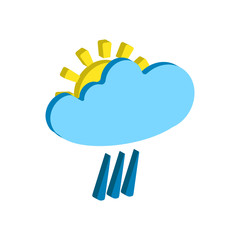 Weather forecast isometric icon of rain isolated on white background. Weather symbol  in modern style. For web site design and mobile apps. Vector illustration