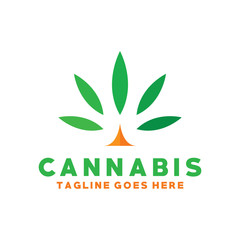 Leaves Cannabis Logo Design For Medical And Ecology