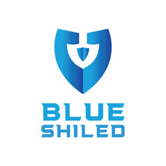 Blue Shield Gradient Logo Design For Business And Company