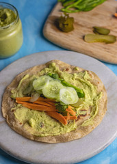 Marinated veggies in a roll