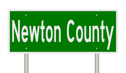 Rendering of a green 3d highway sign for Newton County