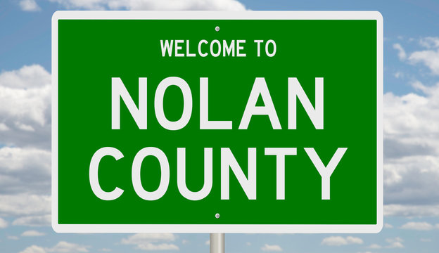 Rendering Of A Green 3d Highway Sign For Nolan County