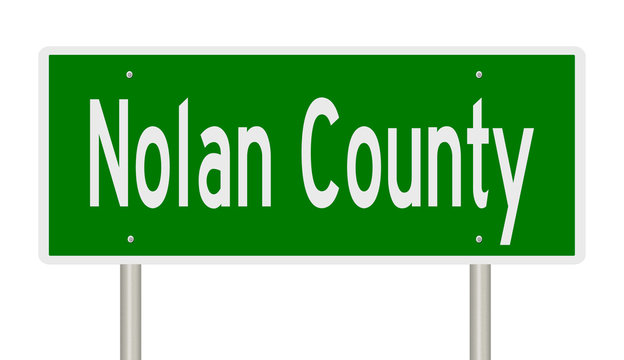 Rendering Of A Green 3d Highway Sign For Nolan County