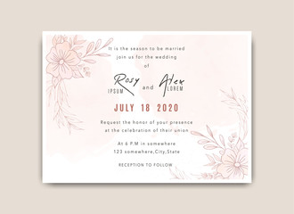 Wedding invitations save the date card with elegant garden anemone.
