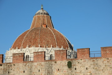 Fototapeta na wymiar Big Dome of Baptistery in Pisa Town in Italy