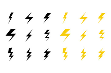 Set Lightning bolt, Thunderbolt, lightning strike, Modern flat style, lightning flash.