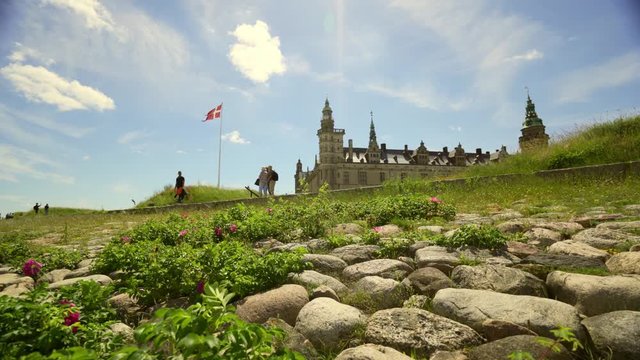 Kronborg in Helsing&oslash;r, Denmark, home of Holger Danske and Hamlet, seen from the rocks on the beach