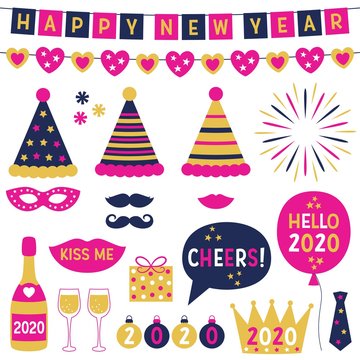 New Year 2020 party hats and decoration set 