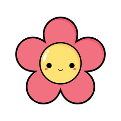 Cute kawaii pink flower icons.