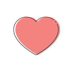 Minimal pink heart icon. Line art design.