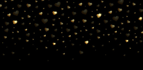 beautiful hearts candy gold color on a black background. Valentines day wedding. Vector illustration